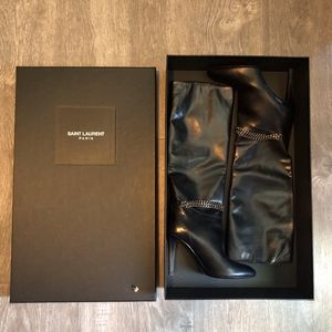 YSL Saint Laurent Leather Knee-High Boots Size 39